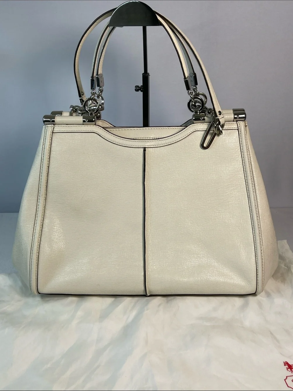 Coach A1482-25245 Madison Textured Leather Carryall Parchment NWT Authenticated